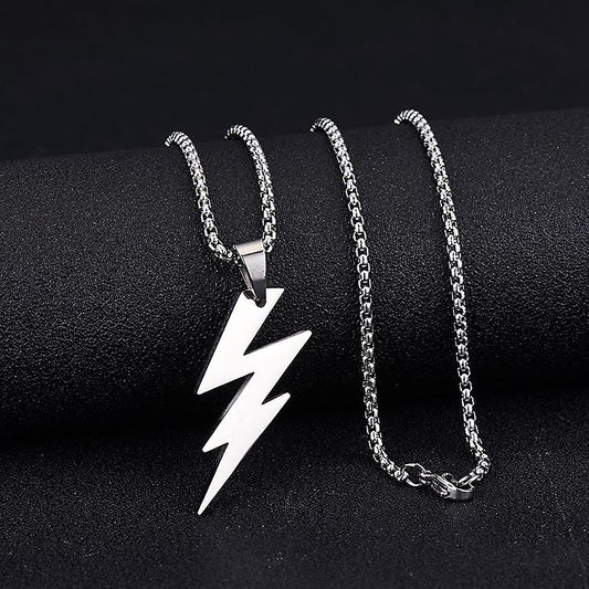 Trending Flash Lightning Pendant Chain Necklace - Electric Flash Pendant Chain - Stylish Chain for Boys and Girls - unisex - Stainless Steel - Silver Chain -