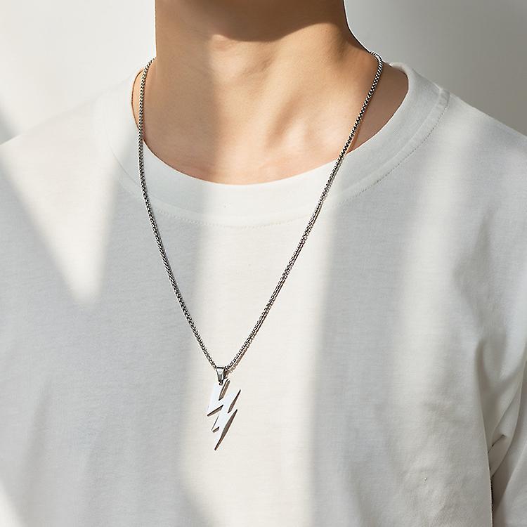 Trending Flash Lightning Pendant Chain Necklace - Electric Flash Pendant Chain - Stylish Chain for Boys and Girls - unisex - Stainless Steel - Silver Chain -